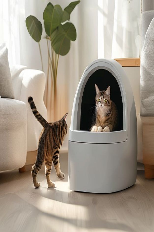 Covered cat litter box for indoor cats