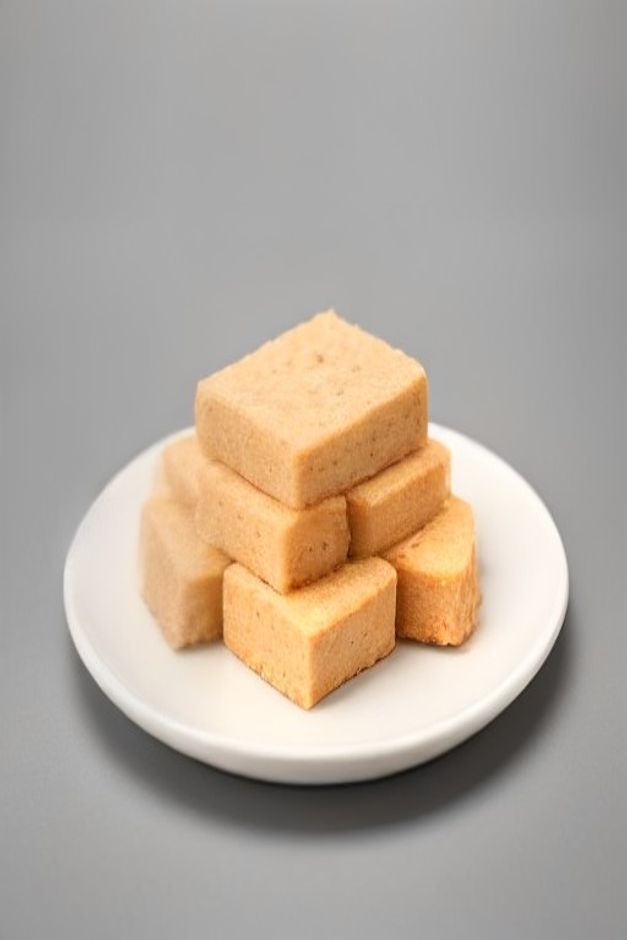 Freeze dried meat cat treats on a plate