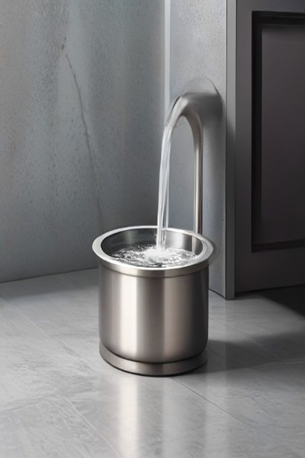 Stainless steel cat water fountain with waterfall spout